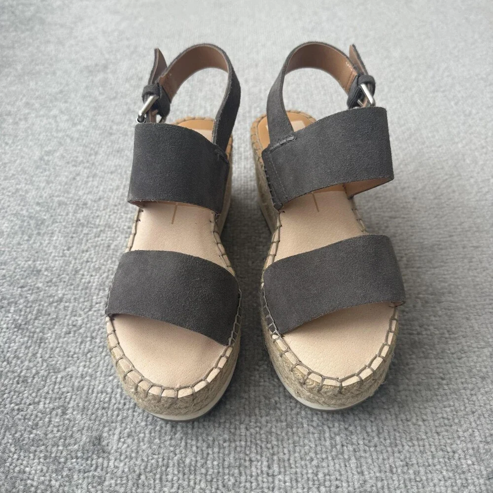 Dolce Vita Shoes Womens Size 7 Suede Espadrille Wedge Sandals Platform Buckle